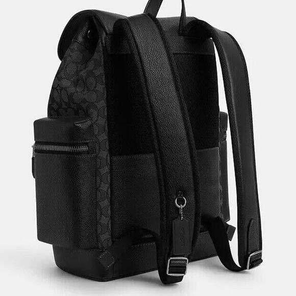 NWT Coach CT016 Men's Spring Backpack In Signature Jacquard Bag Charcoal/Black - Picture 7 of 8